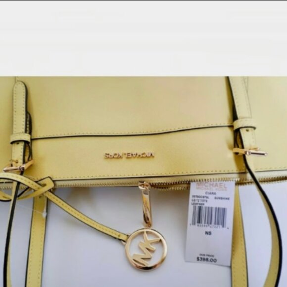 EUC Michael Kors Ciara Large Top Zip Tote Leather Bag Sunshine - Picture 7 of 9